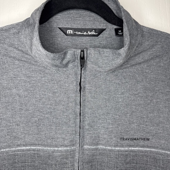 TravisMathew Men's Medium Gray Heather Quarter Zip Pullover - Picture 2 of 10